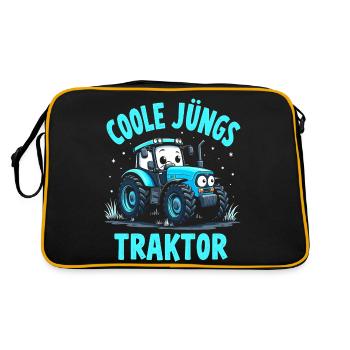 Coole Jungs fahren Traktor - Retro Tasche - Schwarz/Gold - Hinten
