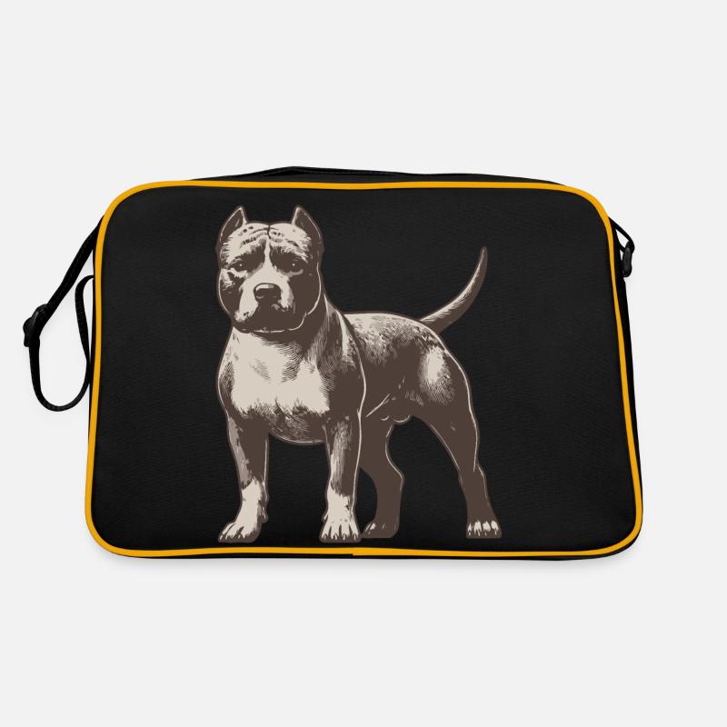 American Pitbull Terrier - Retro Tasche - Schwarz/Gold