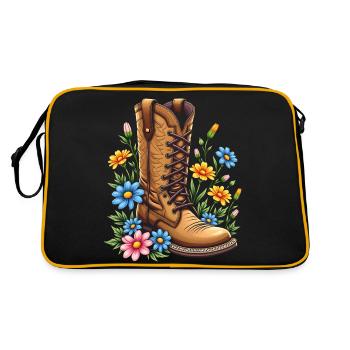 Chaussure Florale - Flower Power - Sac Retro - noir/or - Dos