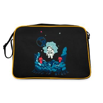 Weltraum-Kaninchen - Retro Tasche - Schwarz/Gold - Hinten