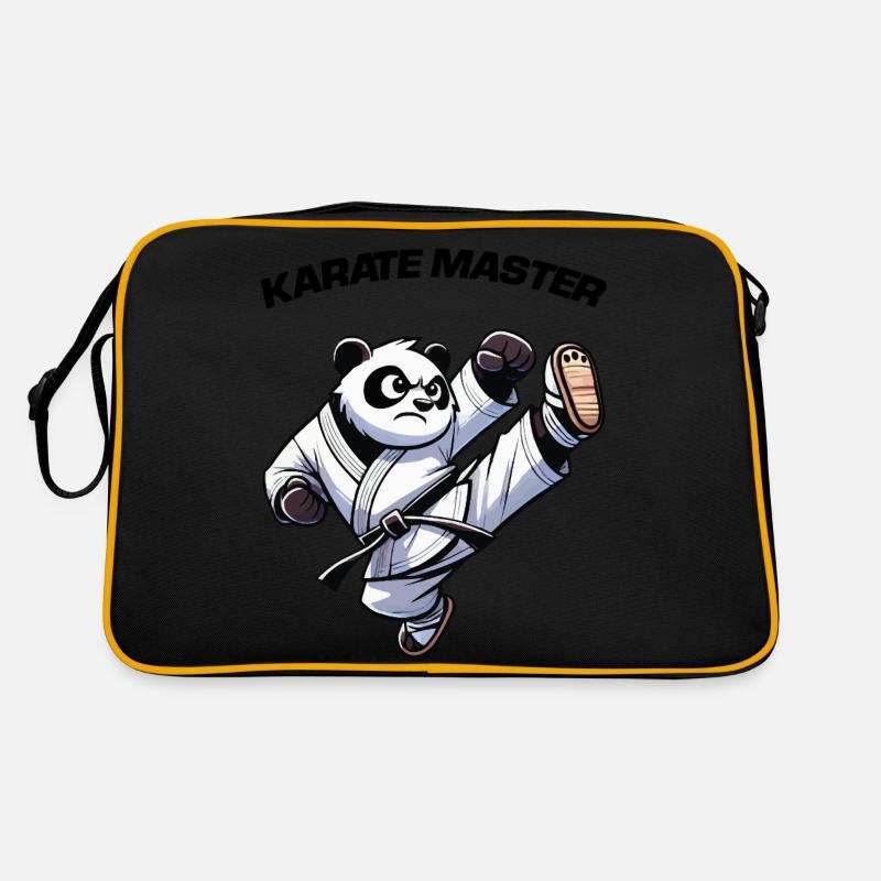 pandabär karate - Retro Tasche - Schwarz/Gold