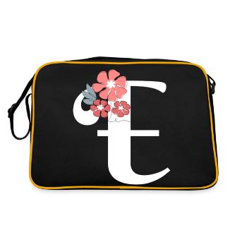 Letter e Minimalistische Blumen - Retro Tasche - Schwarz/Gold - Hinten