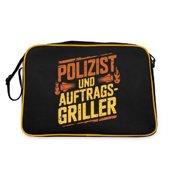 Polizist und Auftragsgriller - Retro Tasche - Schwarz/Gold - Hinten