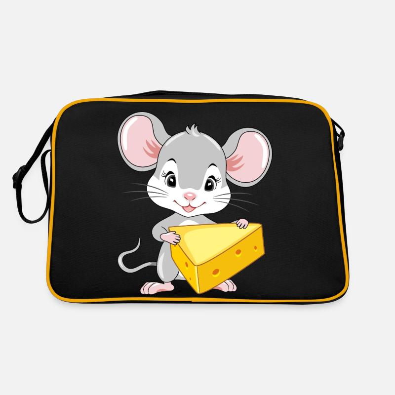 Mignon bébé souris avec un morceau de fromage Sac Retro