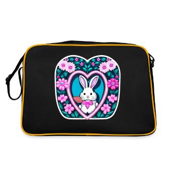 Fleurs avec lapin de Pâques - Sac Retro - noir/or - Dos