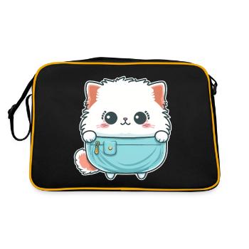 Mignon chat angora dans un sac - Sac Retro - noir/or - Dos