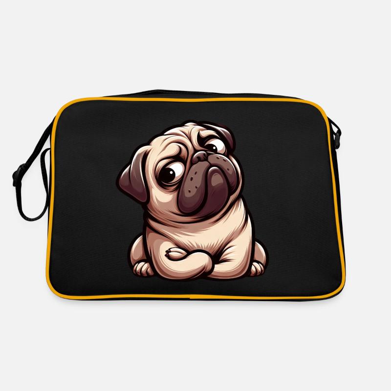 Carlin de dessin animé mignon avec un look drôle Sac Retro