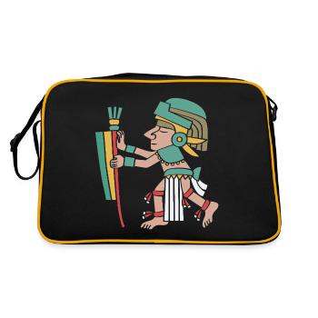 Maya kalender aztec Inka - Retro Tasche - Schwarz/Gold - Hinten