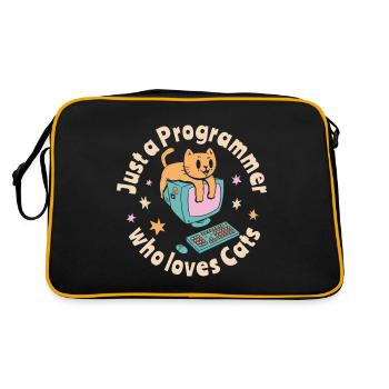 Nur ein Programmierer, der Katzen liebt - Retro Tasche - Schwarz/Gold - Hinten