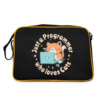 Nur ein Programmierer, der Katzen liebt - Retro Tasche - Schwarz/Gold - Hinten