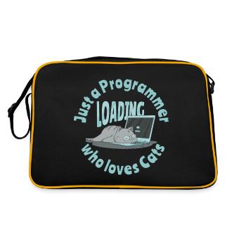 Nur ein Programmierer, der Katzen liebt - Retro Tasche - Schwarz/Gold - Hinten