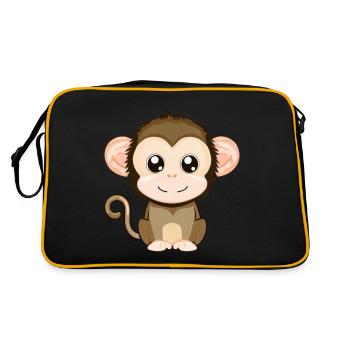 Singe mignon et joyeux - style kawaii - Sac Retro - noir/or - Dos