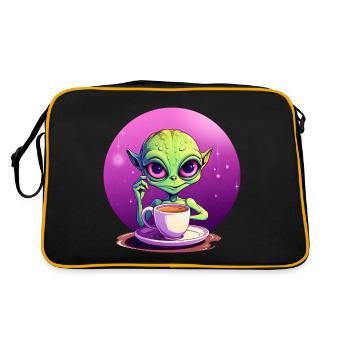 Midnight Coffee: Le buveur extraterrestre vert - Sac Retro - noir/or - Dos