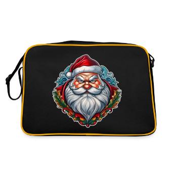 Grimmiger Weihnachsmann - Retro Tasche - Schwarz/Gold - Hinten