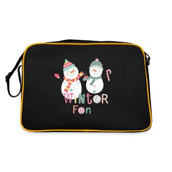 Winter Fun Funny Snowman Colorful Christmas - Retro Bag - black/gold - Back