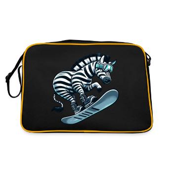 Zebra Snowboard Snowboarder Snowboard Mignon Bande Dessinée - Sac Retro - noir/or - Dos
