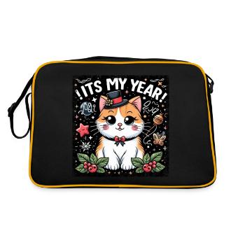 Nouvel An Réveillon du Nouvel An Chat Mâle C’est mon année - Sac Retro - noir/or - Dos