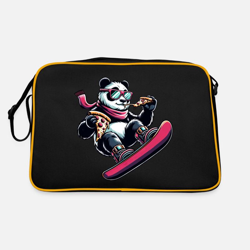 Snowboarder Panda Rose : Aventure Pizza Sac Retro