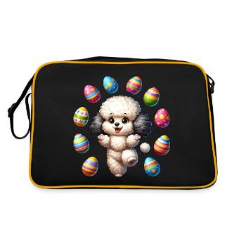 Oster-Pudel Artist, Eier Jonglage - Retro Tasche - Schwarz/Gold - Hinten