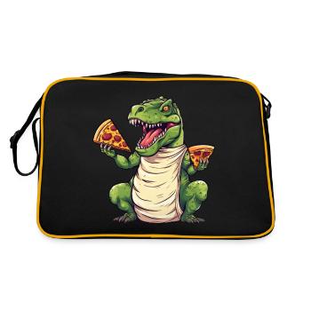 T-Rex Amateur de Pizza Dinosaure - Sac Retro - noir/or - Dos