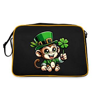 St. Patrick's Day Monkey Chimpanzee Shamrock Design - Retro Bag - black/gold - Back