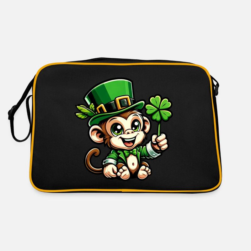 St. Patrick's Day Affe Schimpanse Kleeblatt Design Retro Tasche