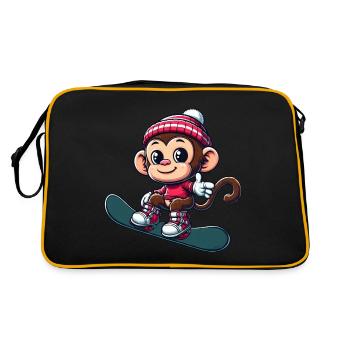 Monkey Snowboarder Winter Winter Sports Holiday Design - Retro Bag - black/gold - Back