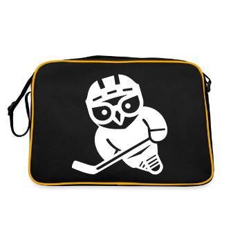 Hockey sur glace hibou silhouette harfang des neiges joueur - Sac Retro - noir/or - Dos