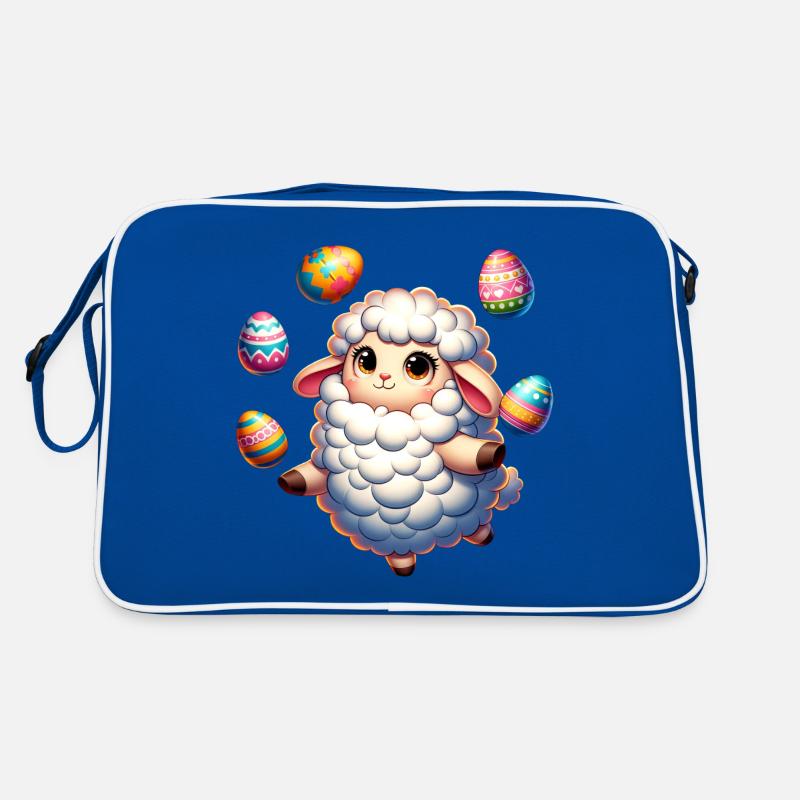 Colorful Easter Egg Juggling Lamb Cartoon Retro Bag