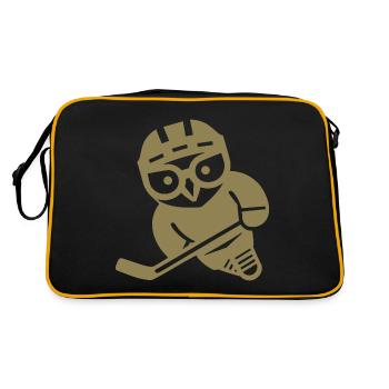 Hockey sur glace hibou silhouette harfang des neiges joueur - Sac Retro - noir/or - Dos
