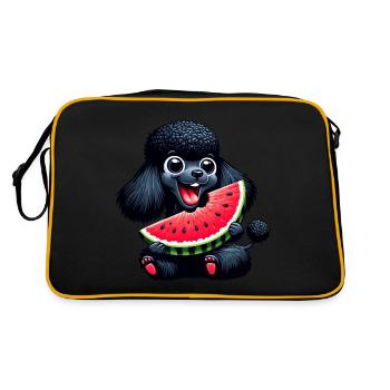 Poodle with watermelon summer design - Retro Bag - black/gold - Back
