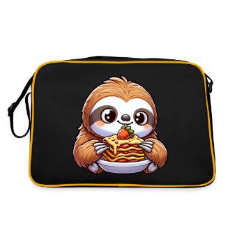 Sloth enjoys Italian lasagna - Retro Bag - black/gold - Back