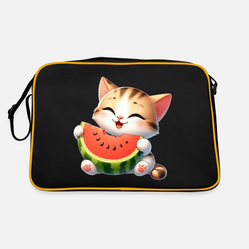 Cat Melon Watermelon Funny Fruity Retro Bag