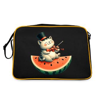 Chat Violon Chapeau Haut de Forme Musique Classique Violon Melo - Sac Retro - noir/or - Dos