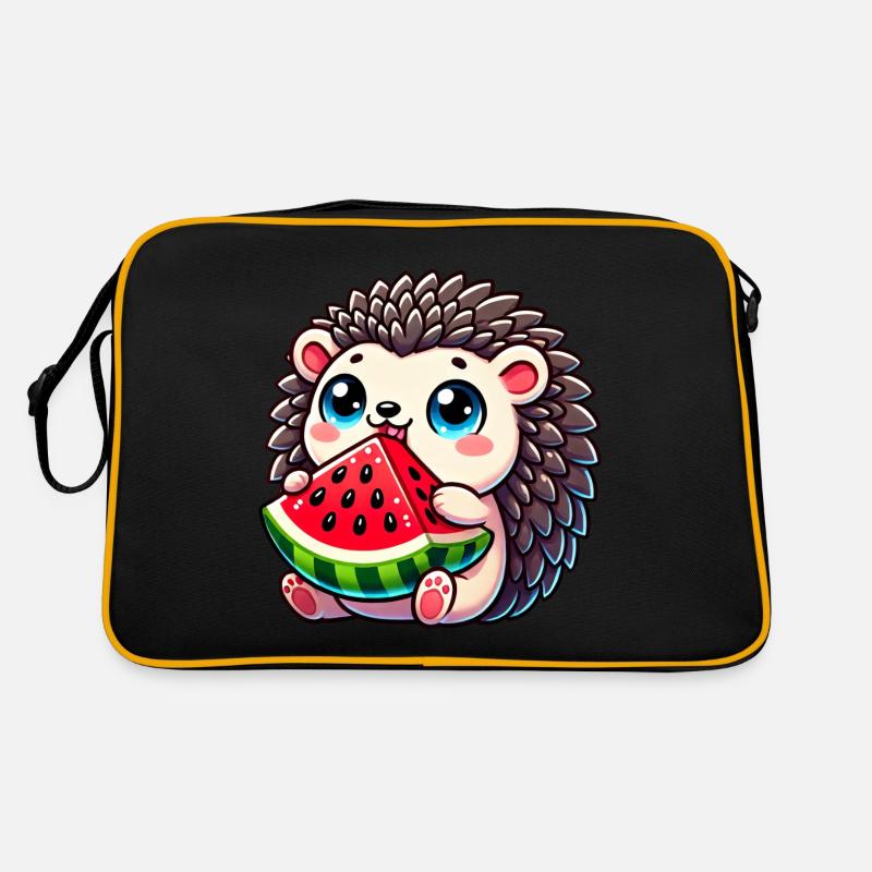 Igel mit Wassermelone Sommerfrucht Design Retro Tasche