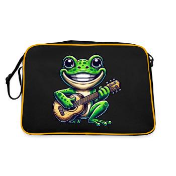 Cute frog with guitar - Retro Bag - black/gold - Back
