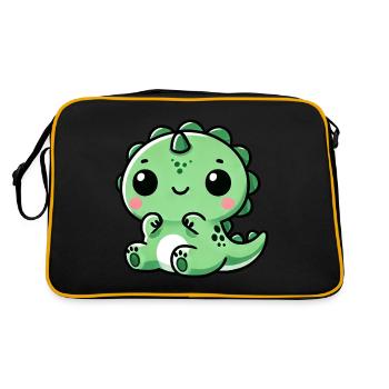 Süßer Dino T-Rex Chibi - Retro Tasche - Schwarz/Gold - Hinten