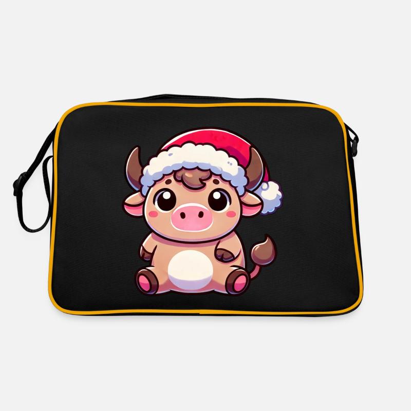 Süße Chibi Weihnachtskuh Cartoon Design Retro Tasche