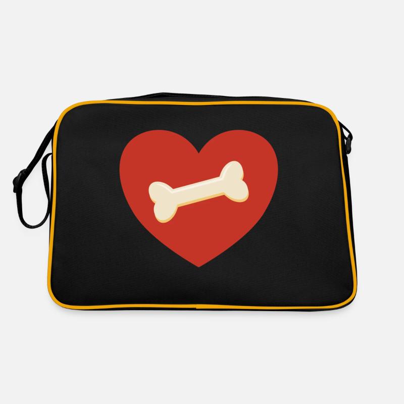 Knochen im Herz - Retro Tasche - Schwarz/Gold