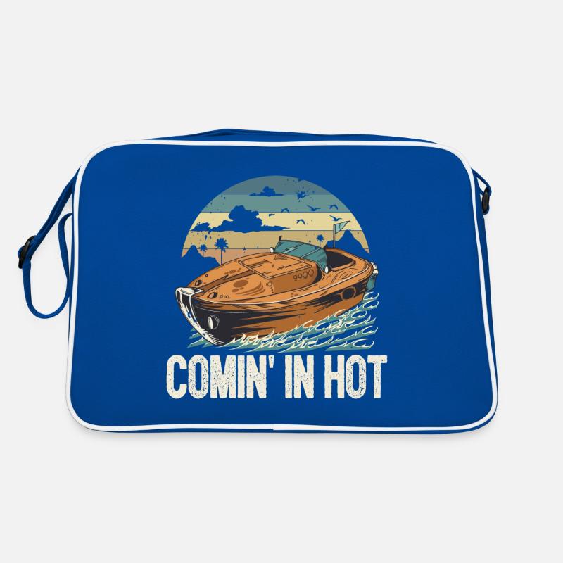 Funny Motorboating Quote Comin In Hot Pontooning Retro Tasche