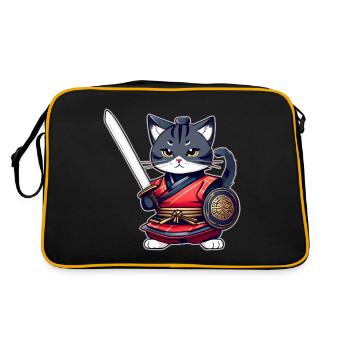 Mignon chat samouraï - Sac Retro - noir/or - Dos