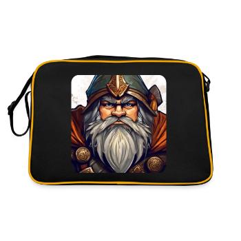 Fantasy Zwerg Krieger - Retro Tasche - Schwarz/Gold - Hinten