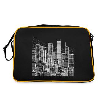 Big city metropolis with skyscrapers - Lineart - Retro Bag - black/gold - Back