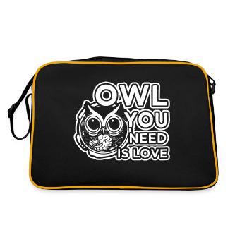 Love Funny Funshirt Owl Owl Bird - Retro Bag - black/gold - Back