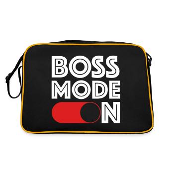 Boss Modus an | Business, lustige Sprüche, Fun - Retro Tasche - Schwarz/Gold - Hinten