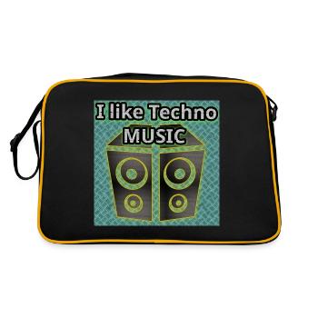 J’aime la techno - Musique - 2023 - Sac Retro - noir/or - Dos