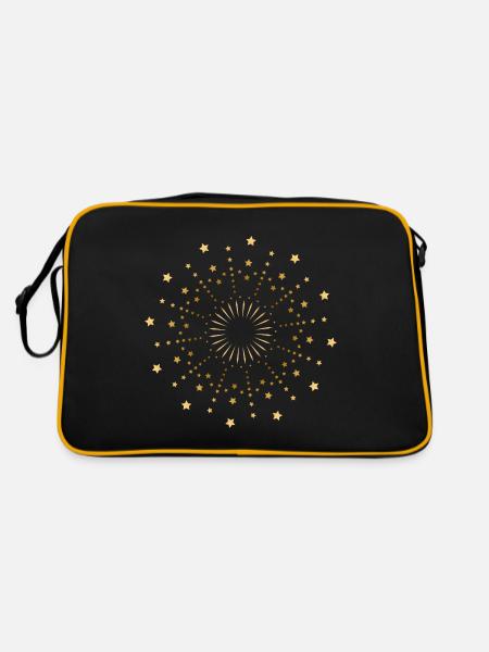 Star Mandala Gold - un motif de yoga ensoleillé - Sac Retro - noir/or - Dos