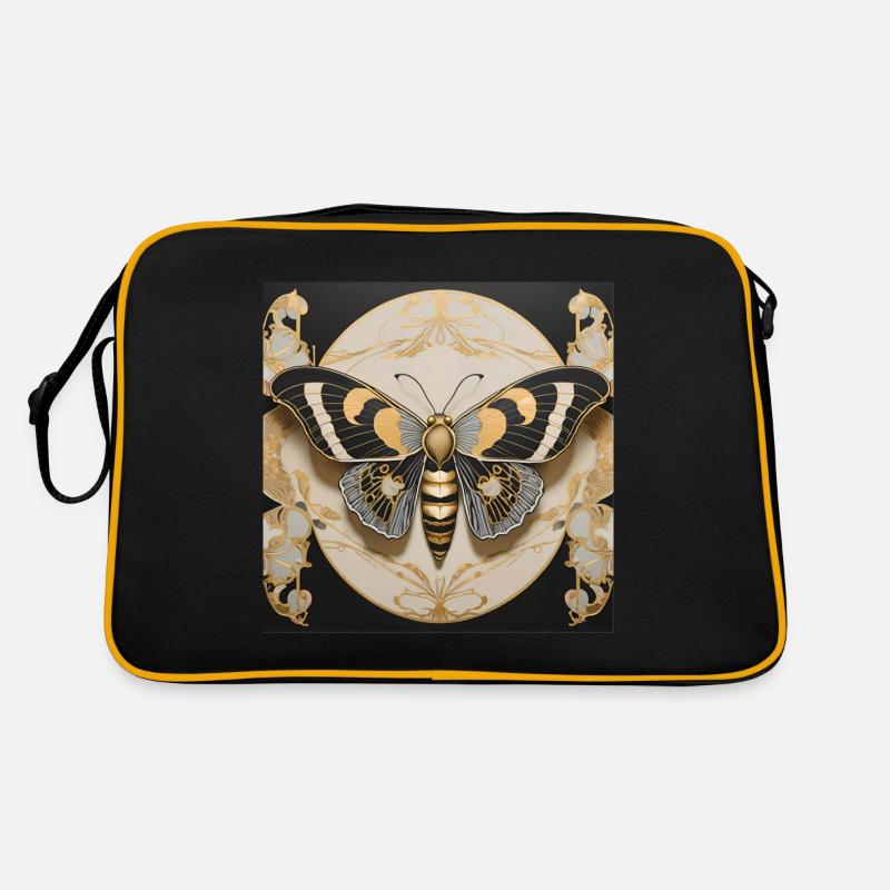Goldene Motte - Retro Tasche - Schwarz/Gold