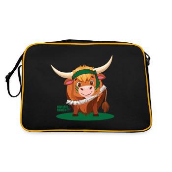 Highland Soldier Kuh - Retro Tasche - Schwarz/Gold - Hinten