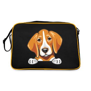 Peeking cute sad foxhound - Retro Bag - black/gold - Back